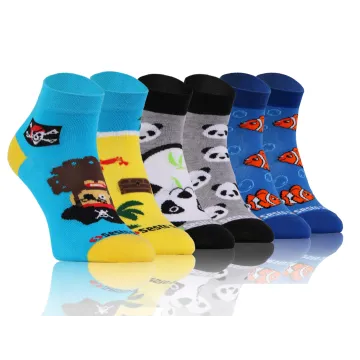 Sesto Senso 3-PAK Krótkie Wesołe skarpety bawełna zwierzęta 3 mix