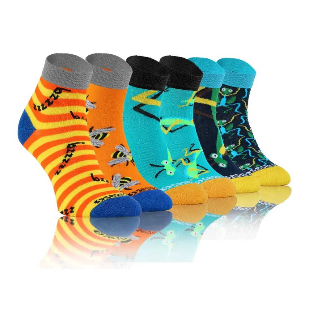 Sesto Senso 3-PAK Krótkie Wesołe skarpety bawełna owady 1 mix