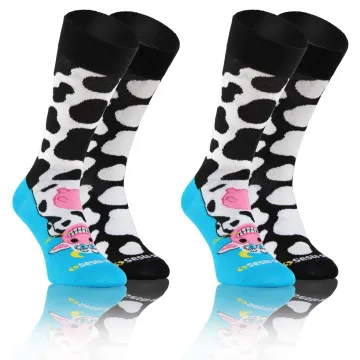 2-PAK Wesołe skarpety bawełniane wzór Krowa