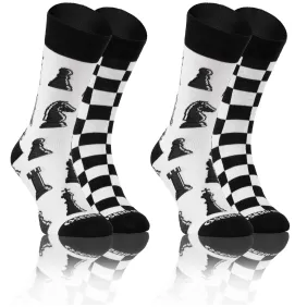 2-PAK Wesołe skarpety bawełniane wzór Szachy