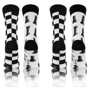 2-PAK Wesołe skarpety bawełniane wzór Szachy