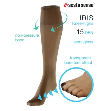 Sesto Senso 4-PAK Podkolanówki IRIS 15 DEN efekt bosej stopy cienkie Fumo