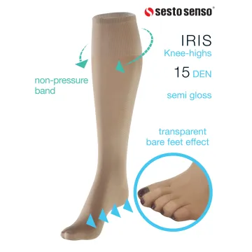 Sesto Senso 4-PAK Podkolanówki IRIS 15 DEN efekt bosej stopy cienkie Grey