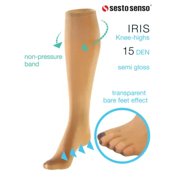 Sesto Senso 4-PAK Podkolanówki IRIS 15 DEN efekt bosej stopy cienkie Miele