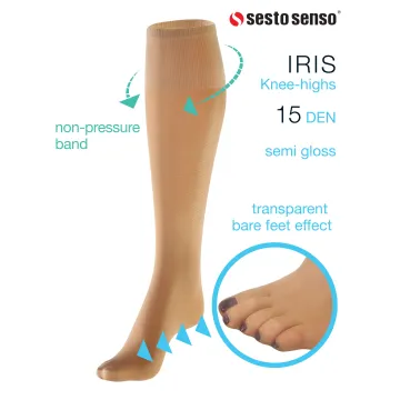 Sesto Senso 4-PAK Podkolanówki IRIS 15 DEN efekt bosej stopy cienkie Naturale