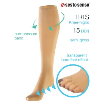 Sesto Senso 4-PAK Podkolanówki IRIS 15 DEN efekt bosej stopy cienkie Sand