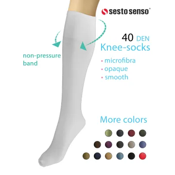 Sesto Senso 2-PAK Podkolanówki damskie Sprint 40 DEN mikrofibra białe