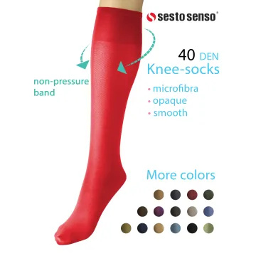 Sesto Senso 2-PAK Podkolanówki damskie Sprint 40 DEN mikrofibra czerwone