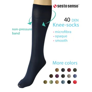 Sesto Senso 2-PAK Podkolanówki damskie Sprint 40 DEN mikrofibra granat