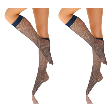 Sesto Senso 2-PAK Podkolanówki małe oczka kabaretki GRETA Granat