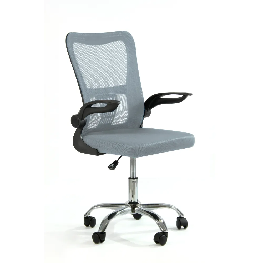 Fotel biurowy ergonomiczny, model V8, składane podłokietniki, szary