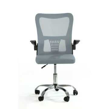 Fotel biurowy ergonomiczny, model V8, składane podłokietniki, szary