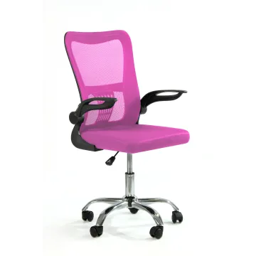 Fotel biurowy ergonomiczny, model V8, składane podłokietniki, różowy