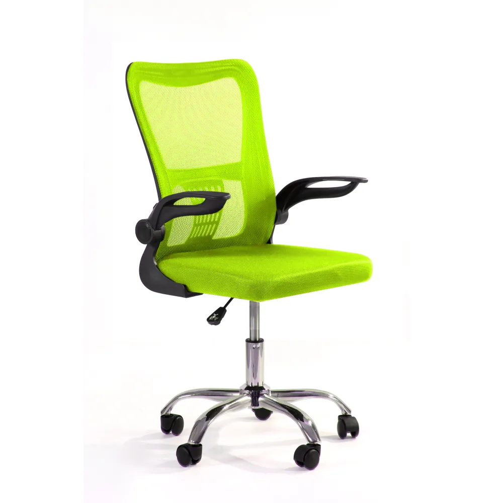 Fotel biurowy ergonomiczny, model V8, składane podłokietniki, zielony