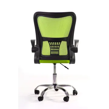 Fotel biurowy ergonomiczny, model V8, składane podłokietniki, zielony