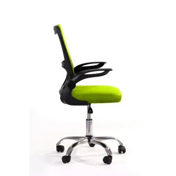 Fotel biurowy ergonomiczny, model V8, składane podłokietniki, zielony