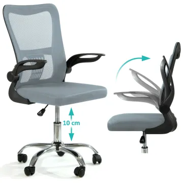 Fotel biurowy ergonomiczny, model V8, składane podłokietniki, szary