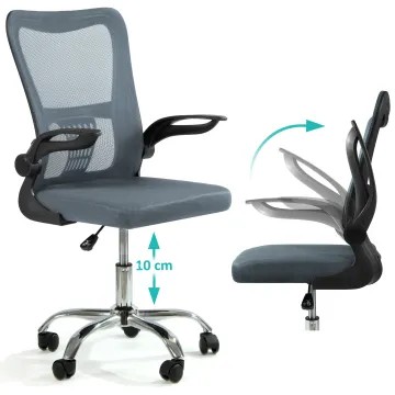 Fotel biurowy ergonomiczny, model V8, składane podłokietniki, grafitowy