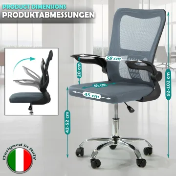 Fotel biurowy ergonomiczny, model V8, składane podłokietniki, grafitowy