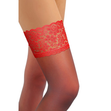 Sesto Senso 2-pak pończochy 15 DEN samonośne seksowne ROMANTICA Czerwone