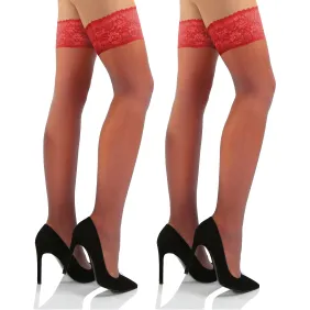 Sesto Senso 2-pak pończochy 15 DEN samonośne seksowne ROMANTICA Czerwone
