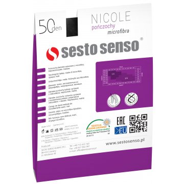 Sesto Senso 3-pak pończochy 50 DEN samonośne kryjące NICOLE Beżowy