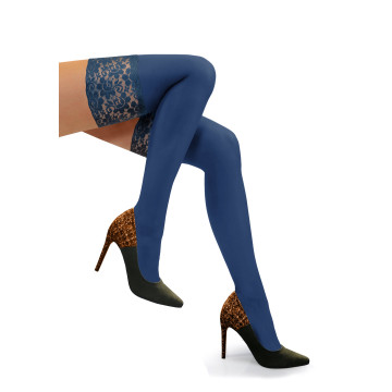 Sesto Senso 3-pak pończochy 50 DEN samonośne kryjące NICOLE Granatowy