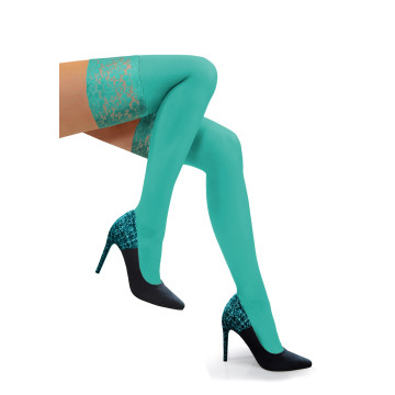 Sesto Senso 3-pak pończochy 50 DEN samonośne kryjące NICOLE Miętowy