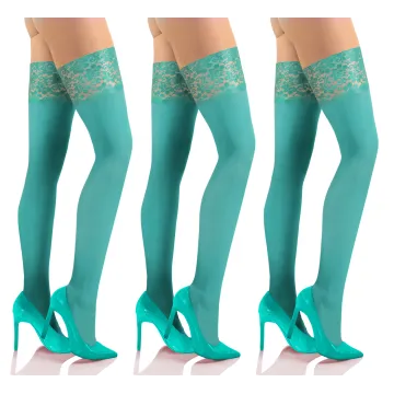 Sesto Senso 3-pak pończochy 50 DEN samonośne kryjące NICOLE Miętowy