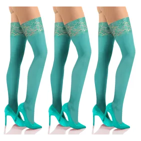 Sesto Senso 3-pak pończochy 50 DEN samonośne kryjące NICOLE Miętowy