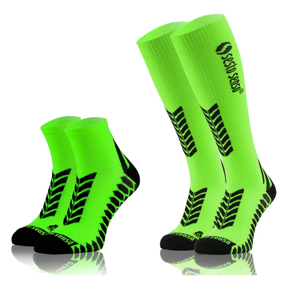 Sesto Senso 2-PAK Skarpety do biegania kompresyjne długie+krótkie zielony