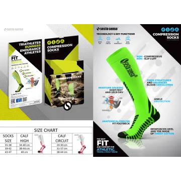 Sesto Senso 2-PAK Skarpety do biegania kompresyjne długie+krótkie zielony