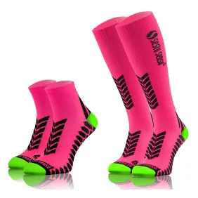 Sesto Senso 2-PAK Skarpety do biegania kompresyjne długie+krótkie różowy