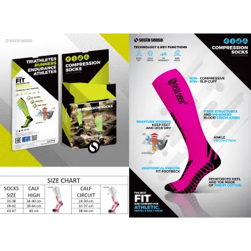 Sesto Senso 2-PAK Skarpety do biegania kompresyjne długie+krótkie różowy