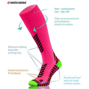 Sesto Senso 2-PAK Skarpety do biegania kompresyjne długie+krótkie różowy