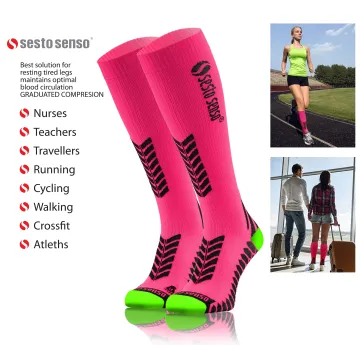 Sesto Senso 2-PAK Skarpety do biegania kompresyjne długie+krótkie różowy