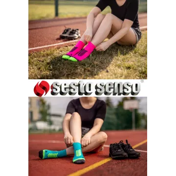 Sesto Senso 2-PAK Skarpety do biegania kompresyjne długie+krótkie turkusowy