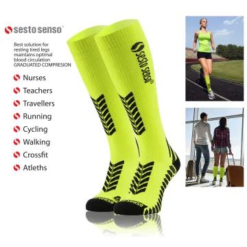 Sesto Senso 2-PAK Skarpety do biegania kompresyjne długie+krótkie żółty