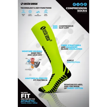 Sesto Senso 2-PAK Skarpety do biegania kompresyjne długie+krótkie żółty