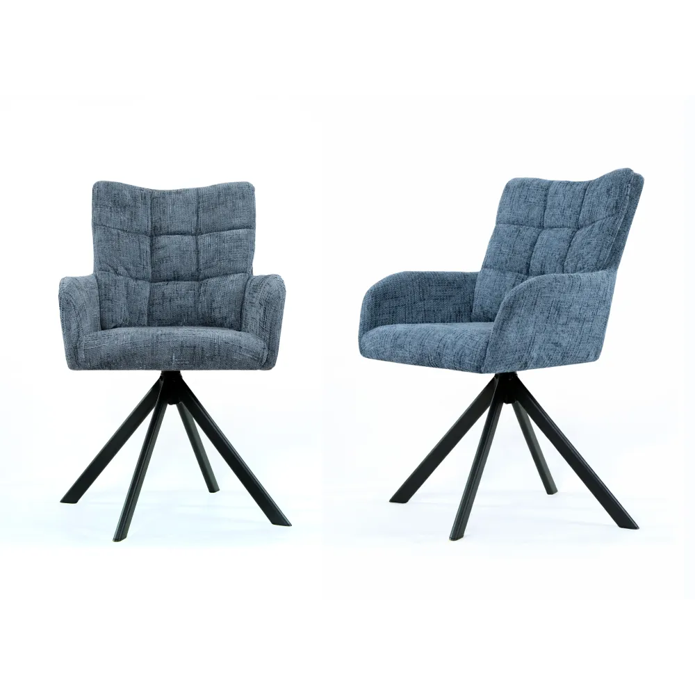 Sesto Senso Zestaw 2 sztuk Krzeseł obrotowych tapicerowanych do salonu jadalni biura Szare