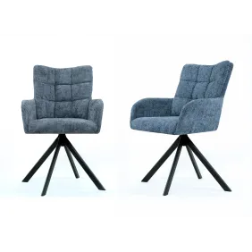 Sesto Senso Zestaw 2 sztuk Krzeseł obrotowych tapicerowanych do salonu jadalni biura Szare