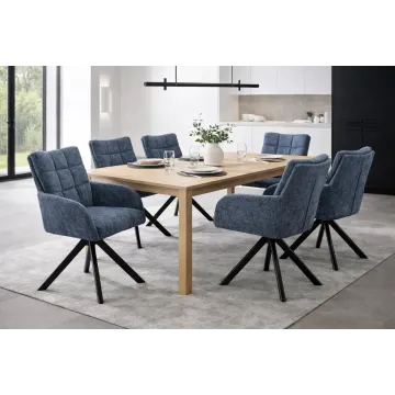 Sesto Senso Zestaw 2 sztuk Krzeseł obrotowych tapicerowanych do salonu jadalni biura Szare