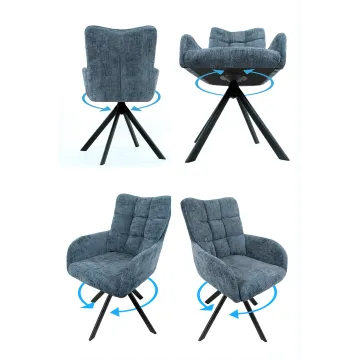 Sesto Senso Zestaw 2 sztuk Krzeseł obrotowych tapicerowanych do salonu jadalni biura Szare