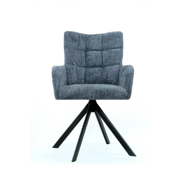 Sesto Senso Zestaw 2 sztuk Krzeseł obrotowych tapicerowanych do salonu jadalni biura Szare