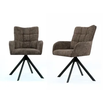 Sesto Senso Zestaw 2 sztuk Krzeseł obrotowych tapicerowanych do salonu jadalni biura Brązowe