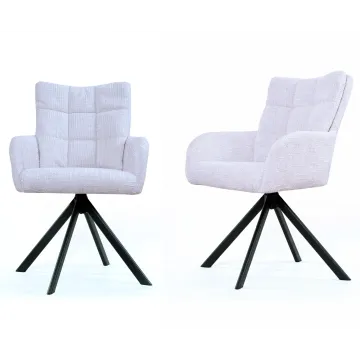 Sesto Senso Zestaw 2 sztuk Krzeseł obrotowych tapicerowanych do salonu jadalni biura Beżowe