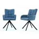 Sesto Senso Zestaw 2 sztuk Krzeseł obrotowych tapicerowanych do salonu jadalni biura Niebieskie