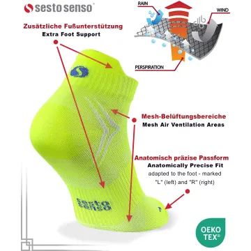 Sesto Senso 3-PAK Skarpety Sportowe Uniwersalne SKB08 Żółte
