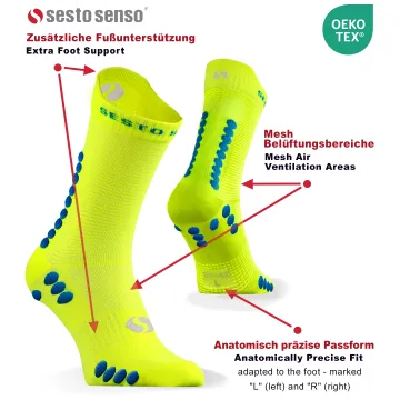 Sesto Senso 3-PAK Skarpety Sportowe Uniwersalne frotte SKB09 żółty neonowy