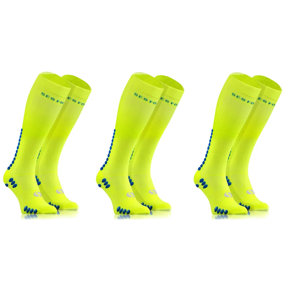 Sesto Senso 3-pak skarpety do biegania kompresyjne unisex SKB12 żółte